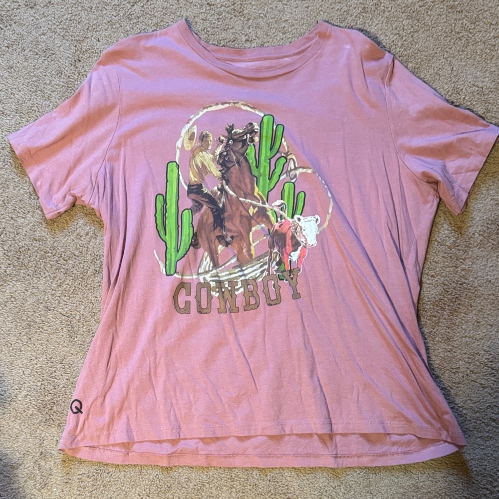 Women’s Pink Cowboy Graphic Short Sleeve Tee